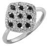 ESTATE .42CT WHITE & BLACK DIAMOND 14KT WHITE GOLD 3D SQUARE ETOILE FUN RING