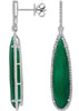 .60CT DIAMOND & GREEN AGATE 14KT WHITE GOLD ELONGATED TEAR DROP HANGING EARRINGS