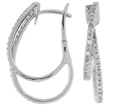 ESTATE .65CT DIAMOND 14KT WHITE GOLD 3D CRISS CROSS LEVERBACK HANGING EARRINGS