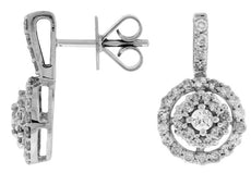 ESTATE .80CT DIAMOND 14KT WHITE GOLD 3D CLASSIC FLOWER FUN HANGING EARRINGS