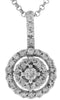 ESTATE .40CT DIAMOND 14KT WHITE GOLD 3D CLUSTER FLOWER CLASSIC FLOATING PENDANT