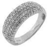WIDE .90CT DIAMOND 14KT WHITE GOLD MULTI ROW PAVE SEMI ETERNITY ANNIVERSARY RING