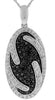.75CT WHITE & BLACK DIAMOND 14KT WHITE GOLD 3D CLUSTER OVAL FLOATING PENDANT