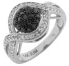 ESTATE .50CT WHITE & BLACK DIAMOND 14K WHITE GOLD 3D CLUSTER INFINITY LOVE RING