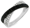 .46CT WHITE & BLACK DIAMOND 14KT WHITE GOLD MULTI ROW CRISS CROSS INFINITY RING