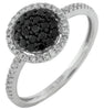 ESTATE .44CT WHITE & BLACK DIAMOND 14KT WHITE GOLD CLUSTER ROUND HALO FUN RING