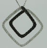 .50CT WHITE & BLACK DIAMOND 14KT WHITE GOLD DOUBLE SQUARE FUN FLOATING PENDANT