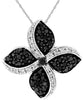 ESTATE .50CT WHITE & BLACK DIAMOND 14KT WHITE GOLD FLOWER INFINITY LOVE PENDANT