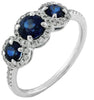 1.55CT DIAMOND & AAA SAPPHIRE 14KT WHITE GOLD 3D 3 STONE HALO ANNIVERSARY RING
