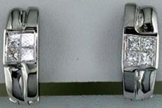 ESTATE .56CT DIAMOND 14KT WHITE GOLD PRINCESS INVISIBLE SQUARE HANGING EARRINGS