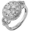 WIDE 1.62CT DIAMOND 14KT WHITE GOLD 3D CLUSTER FLOWER HALO FRIENDSHIP LOVE RING
