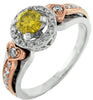 .75CT WHITE & FANCY YELLOW DIAMOND 14KT WHITE & ROSE GOLD HALO ENGAGEMENT RING