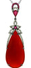 1.02CT DIAMOND & AAA RUBY & RED AGATE 14K WHITE GOLD 3D TEAR DROP FLOWER PENDANT