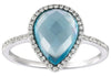 2.97CT DIAMOND & AAA BLUE TOPAZ 14KT WHITE GOLD PEAR SHAPE & ROUND CLASSIC RING