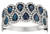 WIDE 3.42CT DIAMOND & AAA SAPPHIRE 14K WHITE GOLD 3D PEAR SHAPE ANNIVERSARY RING