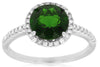 2.16CT DIAMOND & AAA GREEN GARNET 14KT WHITE GOLD 3D ROUND HALO CLASSIC FUN RING