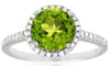 ESTATE 2.16CT DIAMOND & AAA PERIDOT 14KT WHITE GOLD ROUND HALO CLASSIC FUN RING