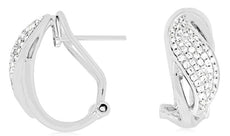 ESTATE .35CT DIAMOND 14KT WHITE GOLD 3D MULTI ROW LEAF CLIP ON HANGING EARRINGS
