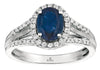 ESTATE 1.70CT DIAMOND & AAA SAPPHIRE 14K WHITE GOLD CLASSIC HALO ENGAGEMENT RING