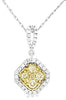 .65CT WHITE & FANCY YELLOW DIAMOND 14KT 2 TONE GOLD 3D CLUSTER OCTAGON PENDANT