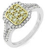 .73CT WHITE & CANARY DIAMOND 14KT 2 TONE GOLD 3D OCTAGON SQUARE FRIENDSHIP RING