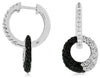 ESTATE .87CT WHITE & BLACK DIAMOND 14KT WHITE GOLD 3D CIRCULAR HANGING EARRINGS