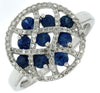 1.01CT DIAMOND & AAA SAPPHIRE 14KT WHITE GOLD ROUND CRISS CROSS ETOILE FUN RING
