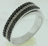 .39CT WHITE & BLACK DIAMOND 14KT WHITE GOLD MULTI ROW CRISS CROSS INFINITY RING