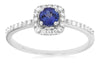 .45CT DIAMOND & AAA TANZANITE 14KT WHITE GOLD ROUND SQUARE HALO FRIENDSHIP RING