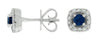 ESTATE .53CT DIAMOND & AAA SAPPHIRE 14KT WHITE GOLD 3D HALO SQUARE STUD EARRINGS