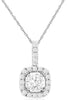 ESTATE 0.35CT DIAMOND 14KY WHITE GOLD CLASSIC ROUND SQUARE HALO FLOATING PENDANT