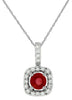 0.49CT DIAMOND & AAA RUBY 14KT WHITE GOLD 3D ROUND SQUARE HALO FLOATING PENDANT