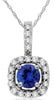 .39CT DIAMOND & AAA TANZANITE 14KT WHITE GOLD ROUND SQUARE HALO FLOATING PENDANT