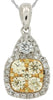 .9CT WHITE & FANCY YELLOW DIAMOND 14KT WHITE GOLD 3D CLUSTER SQUARE FUN PENDANT