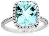 3.95CT DIAMOND & AAA BLUE TOPAZ 14KT WHITE GOLD 3D CUSHION SQUARE HALO FUN RING
