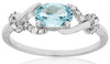ESTATE .82CT DIAMOND & AAA AQUAMARINE 14KT WHITE GOLD OVAL & ROUND INFINITY RING