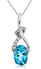 .96CT DIAMOND & AAA BLUE TOPAZ 14KT WHITE GOLD OVAL LOVE KNOT TEAR DROP PENDANT