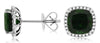 4.51CT DIAMOND & AAA GREEN GARNET 14KT WHITE GOLD 3D CUSHION HALO STUD EARRINGS