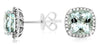 ESTATE 4.01CT DIAMOND & AAA AQUAMRINE 14KT WHITE GOLD CUSHION HALO STUD EARRINGS