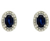 1.08CT DIAMOND & AAA SAPPHIRE 14KT WHITE GOLD 3D OVAL & ROUND HALO STUD EARRINGS