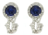 1.44CT DIAMOND & AAA SAPPHIRE 14K WHITE GOLD ROUND HALO CLIP ON HANGING EARRINGS