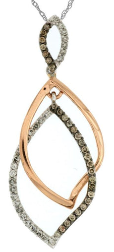 .26CT WHITE & CHOCOLATE FANCY DIAMOND 14KT WHITE GOLD INFINITY LOVE KNOT PENDANT