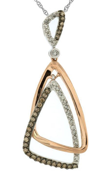 .26CT WHITE & CHOCOLATE FANCY DIAMOND 14KT WHITE & ROSE GOLD TRIANGULAR PENDANT