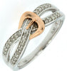 ESTATE .15CT DIAMOND 14KT WHITE & ROSE GOLD CRISS CROSS INFINITY BELT LOVE RING