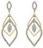 .50CT DIAMOND 14KT 2 TONE GOLD LOVE KNOT TEAR DROP DOUBLE LEAF HANGING EARRINGS