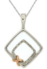 ESTATE .07CT DIAMOND 14KT WHITE & ROSE GOLD 3D DOUBLE SQUARE X LOVE PENDANT
