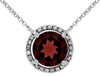 ESTATE 2.14CT DIAMOND & AAA RHODOLITE 14K WHITE GOLD ROUND HALO CLASSIC NECKLACE