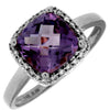2.28CT DIAMOND & AAA AMETHYST 14KT WHITE GOLD 3D CUSHION & ROUND HALO FUN RING