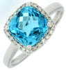 3.13CT DIAMOND & AAA BLUE TOPAZ 14KT WHITE GOLD CUSHION & ROUND SQUARE HALO RING