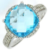 ESTATE 6.26CT DIAMOND & AAA BLUE TOPAZ 14KT WHITE GOLD CUSHION & ROUND FUN RING